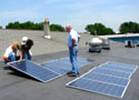 A photo of solar panels on display at the Pennsylvania Renewable Energy Festival